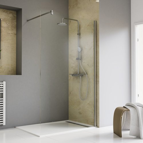 SCHULTE Duschwand »Toura«, BxH: 100 x 200 cm, ESG, Walk-In, Ecke - silberfarben