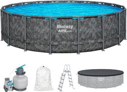 BESTWAY Pool »APX365™«, Komplett-Set mit Sandfilteranlag,e Ø 549 x 132 cm, rund - grau