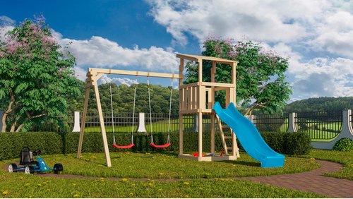 Thumbnail - KARIBU Spielturm, BxHxT: 347 x 270 x 264 cm, natur - braun