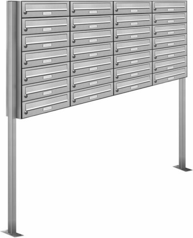 AL BRIEFKASTENSYSTEME Briefkasten, Parteien: 28, Freistehend, BxHxT: 161,2 x 170 x 27,5 cm - silberfarben