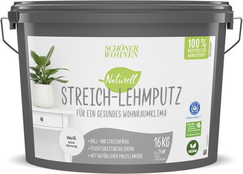 SCHÖNER WOHNEN FARBE Putz »Naturell Streich-Lehmputz«, weiß, 16,0Kg - weiss