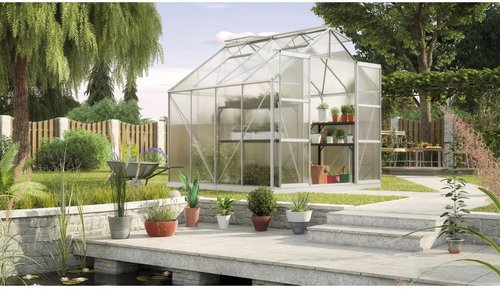 Thumbnail - VITAVIA Gewächshaus »Uranus«, 6,7 m², Kunststoff/Aluminium, winterfest - silberfarben