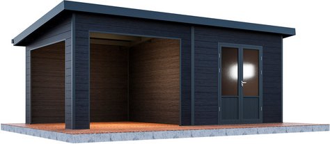 Thumbnail - WOLFF FINNHAUS Gartenhaus »Tona 6030 28«, BxHxT: 654 x 252 x 340 cm, 18,2 m², anthrazit - grau