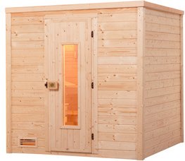 WEKA Massivholzsauna »BERGEN 2«, 6 Personen, inkl. 5,4 kW Ofen mit integrierter Steuerung - braun
