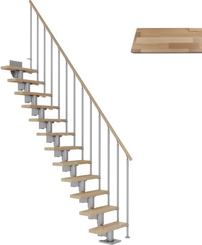 Thumbnail - DOLLE Mittelholmtreppe »Dublin«, buchenholz, 13 Stufen, bis 315cm Raumhöhe - grau