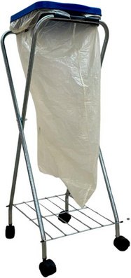 Thumbnail - SCHULTE REGALWELT Müllsackständer, Klappdeckel, mit Rollen, 38 x 98 x 35 cm (LxHxB) - silberfarben