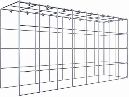 Thumbnail - Gabiona Gabione, silbergrau, Maschenweite 10 cm x 10 cm, C-Ring - silberfarben