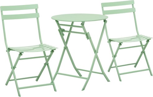 Thumbnail - Outsunny Bistro-Set, Metall, 3-teilig - gruen