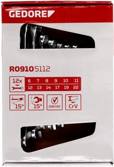 GEDORE red Ringmaulschlüssel, 6-22 mm, 12-teilig - silberfarben