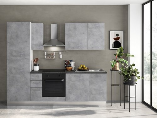 MID.YOU Küchenzeile »GARDENA«, BxH: 255 x 216 cm, hellgrau, 8-teiliges Set inkl. E-Geräte