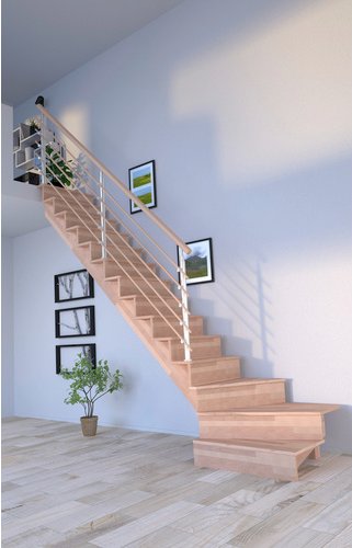 STARWOOD Systemtreppe »Lindos«, Buchenholz, 13 Stufen, max. Geschosshöhe 300 cm - braun