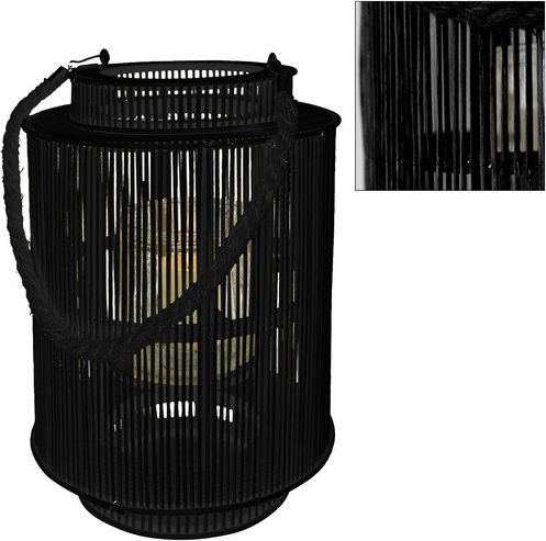 NOOR living Windlicht, schwarz, bambus/metall