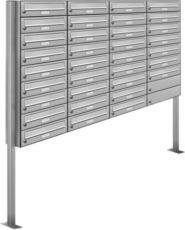 AL BRIEFKASTENSYSTEME Briefkasten, Parteien: 34, Freistehend, BxHxT: 161,2 x 170 x 27,5 cm - silberfarben