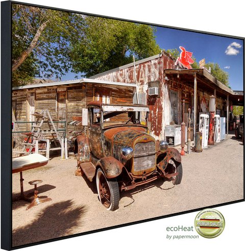 Thumbnail - papermoon Infrarotheizung »EcoHeat - Alte verlassene Tankstelle«, Matt-Effekt - bunt