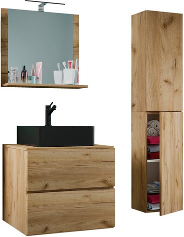 VCM Waschplatz-Set »Lendas«, 4-tlg., 60 cm, braun