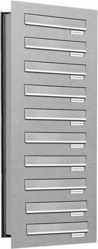 AL BRIEFKASTENSYSTEME Briefkasten, Parteien: 10, Mauerdurchwurf, BxHxT: 38,5 x 115 x 48,0 cm - silberfarben