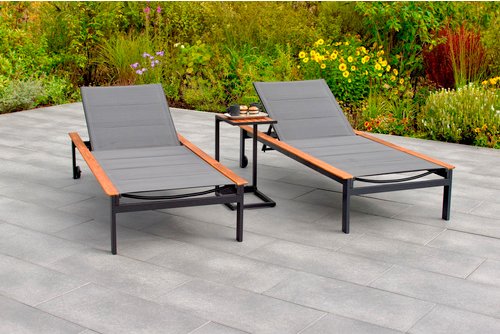 MERXX Gartenliegen-Set »Paxos«, 3-tlg., Akazie/Aluminium, grau