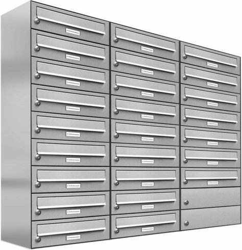 AL BRIEFKASTENSYSTEME Briefkasten, Parteien: 25, Aufputzmontage, BxHxT: 153,244 x 103,5 x 27,5 cm - silberfarben