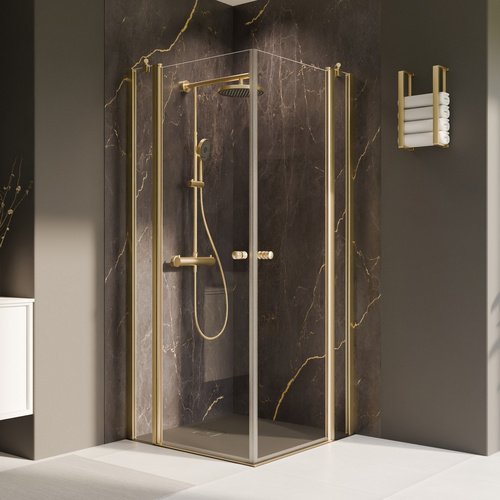 BREUER Eckeinstieg »Elana 2.0«, grau getönt Drehtür 4-teilig 800/800 - goldfarben