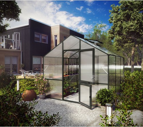 KGT Gewächshaus »Lilie«, 9,6 m², Kunststoff/Aluminium, winterfest - grau