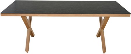 SIENA GARDEN Dining-Tisch »Catania«, 200x74x90 cm, Aluminium/Keramikpulver beschichtet, Teak-Optik/Dark Concrete - schwa...