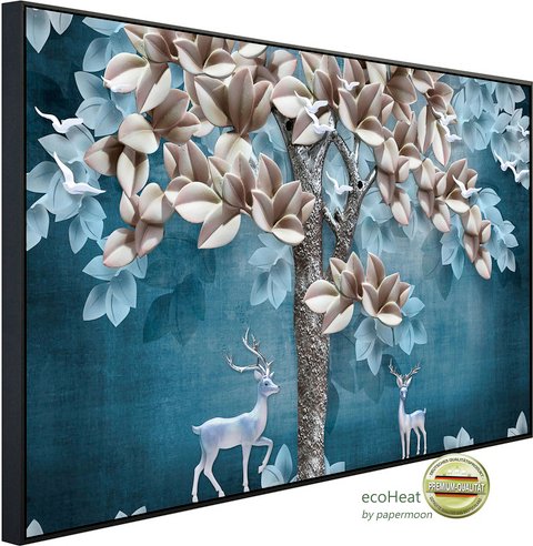 Thumbnail - papermoon Infrarotheizung »EcoHeat - Muster mit Blumen und Hirschen«, Matt-Effekt - bunt