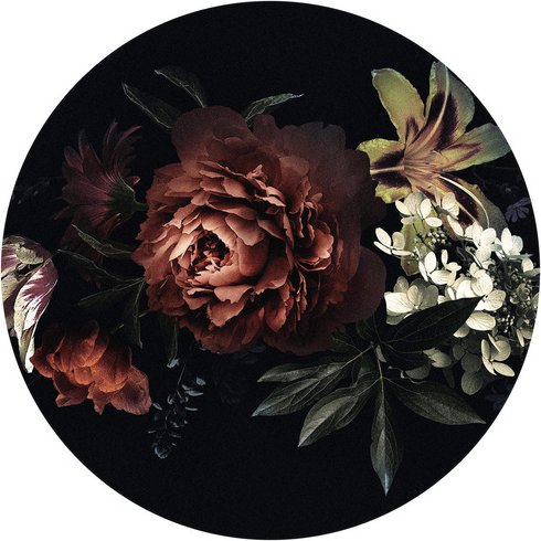 Thumbnail - K&L Wall Art Vliestapete »Runde Vliestapete«, Vintage Rosen Blumenbouquet, mehrfarbig, matt - bunt