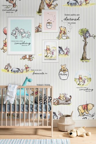 KOMAR Vliestapete »Winnie Pooh Stripes«, bunt, glatt
