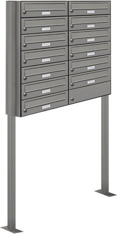 AL BRIEFKASTENSYSTEME Briefkasten, Parteien: 13, Freistehend, BxHxT: 153,26 x 150,0 x 27,5 cm - grau