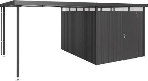 BIOHORT Seitendach »HighLine«, Stahlblech/Edelstahl, B x T x H: 282 x 315 x 222 cm - grau