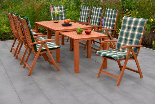 MERXX Gartenmöbelset »La Plata«, 8 Sitzplätze, Eukalyptusholz, inkl. Auflagen - gruen