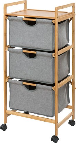 Thumbnail - WENKO Wäschewagen, BxHxL: 44 x 96 x 34 cm, Bambus - grau