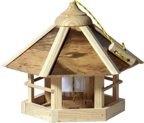 DOBAR Vogelfutterhaus, für Wildvögel, Kiefernholz/Kunststoff, natur/Holzfarben - braun