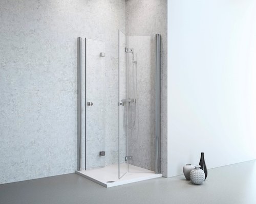 GEO Falttür, Höhe: 195 cm, edelsilber, Scheibenstärke: 6 mm - silberfarben