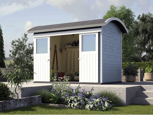 Thumbnail - WEKA Gartenhaus »Schiebetürhaus 228«, Holz, BxT: 344 x 215 cm (Außenmaße inkl. Dachüberstand) - grau