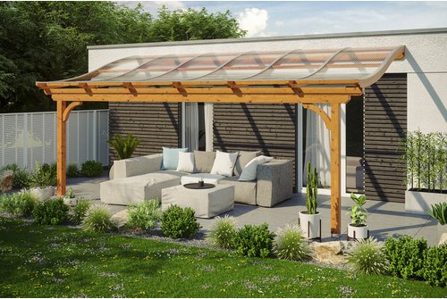 SKANHOLZ Terrassenüberdachung »Verona«, Breite: 648 cm, Dach: Polycarbonat (PC), eiche hell - braun