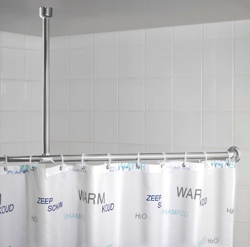 WENKO Duschvorhang, Länge: 57 cm, silberfarben glänzend