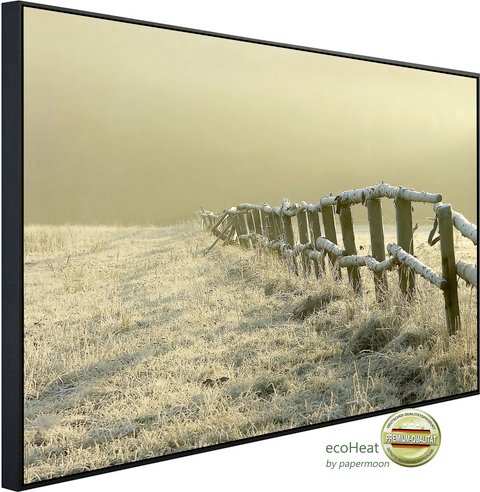 Thumbnail - papermoon Infrarotheizung »EcoHeat - Zaun im nebligen Feld«, Matt-Effekt - bunt