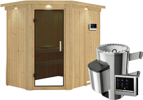 KARIBU Sauna »Wenden«, inkl. 3.6 kW Saunaofen mit externer Steuerung, für 3 Personen - beige