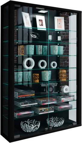 VCM Vitrine »Vitrosa Mini«, mit LED-Beleuchtung, BxH: 59 x 90 cm, Holzwerkstoff/Glas - schwarz