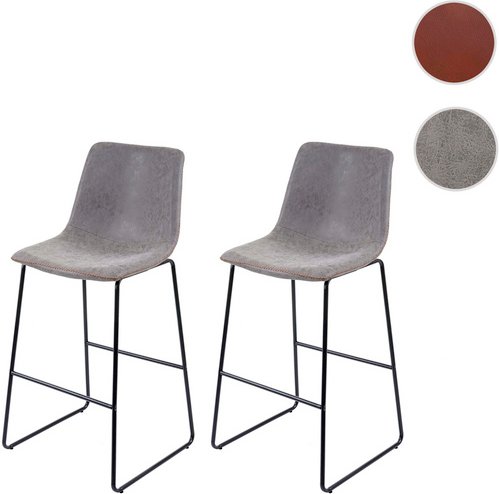 MVG Barhocker »MVG-E54«, 2er-Set, mit Rückenlehne - grau