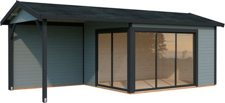 Thumbnail - PALMAKO Gartenhaus »Amanda«, Aufstellmaße BxTxH: 712 x 340 x 280 cm, lackiert, Holz - grau