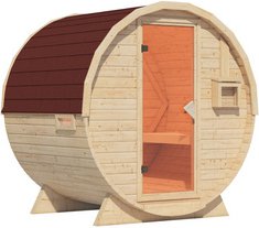 KARIBU Fasssauna »Lauvas 1«, 224x178x229 cm, mit Schindeln - braun