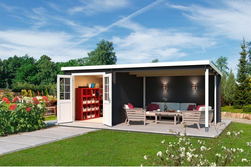 LASITA MAJA Gartenhaus »Saint Paul«, BxHxT: 240 x 222,3 x 303,9 cm (Außenmaße inkl. Dachüberstand), Holz - grau