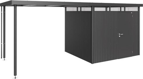 BIOHORT Seitendach »HighLine«, Stahlblech/Edelstahl, B x T x H: 282 x 235 x 222 cm - grau