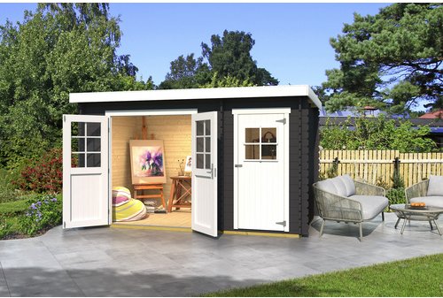 WEKA Gartenhaus »254«, Holz, BxHxT: 390 x 222 x 246 cm (Außenmaße inkl. Dachüberstand) - grau