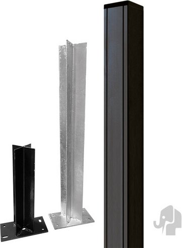 elephant® Alu-Pfosten, für Steckzaunelement Ibiza, BxHxT: 6,8 x 186 x 6,8 cm, anthrazit - grau