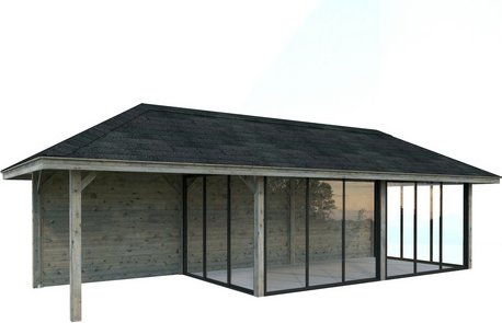 PALMAKO Pavillon »Bianca«, Aufstellmaße BxTxH: 960 x 384 x 319 cm, tauchgrundiert, Holz - grau