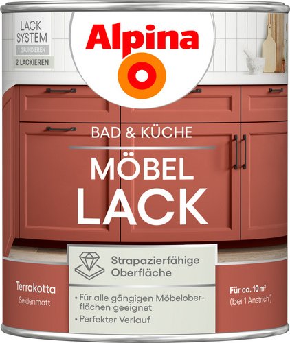 ALPINA Möbel-Lack »Bad & Küche«, Terrakotta, seidenmatt, 750 ml - rot