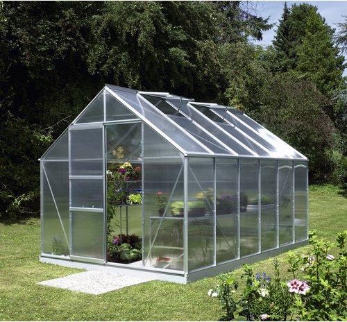 VITAVIA Gewächshaus »Merkur«, 9,9 m², Kunststoff/Aluminium, winterfest - silberfarben